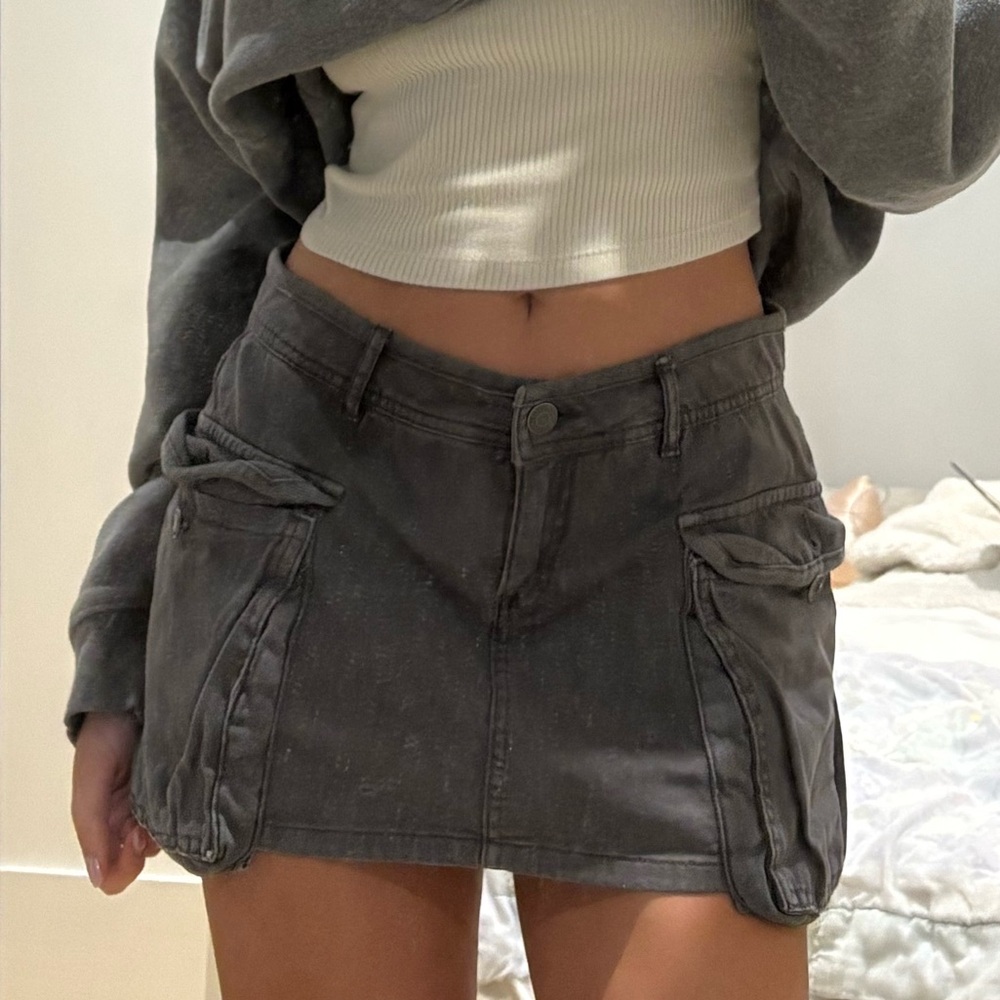 Garage Charcoal Cargo Skirt